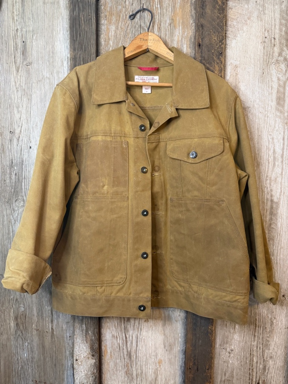 VTG Filson Tin Cloth Cruiser Waxed Jacket Worn In Workwear Made in USA: Sz M